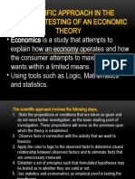 Scientific Approach in The Empirical Testing of An Economic Theory