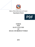 Norms for Rate Analysis of Road and Bridge Works Cabinet Approval 2075-04-25
