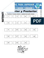 Ficha de Anterior y Posterior Para Primero de Primaria