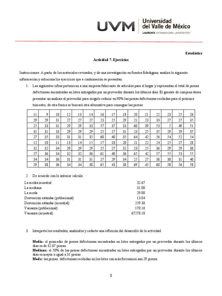 Actividad 7 Ejercicios | PDF | Media | Enseñanza de matemática