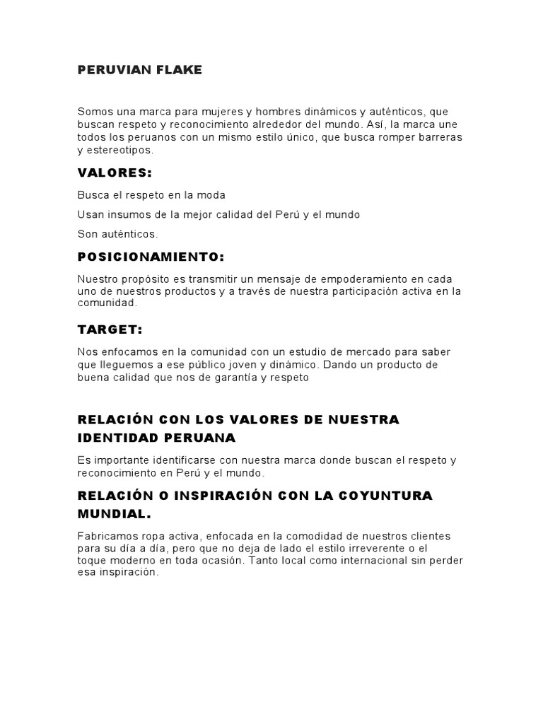PERUVIAN FLAKE Tarea Branding | PDF