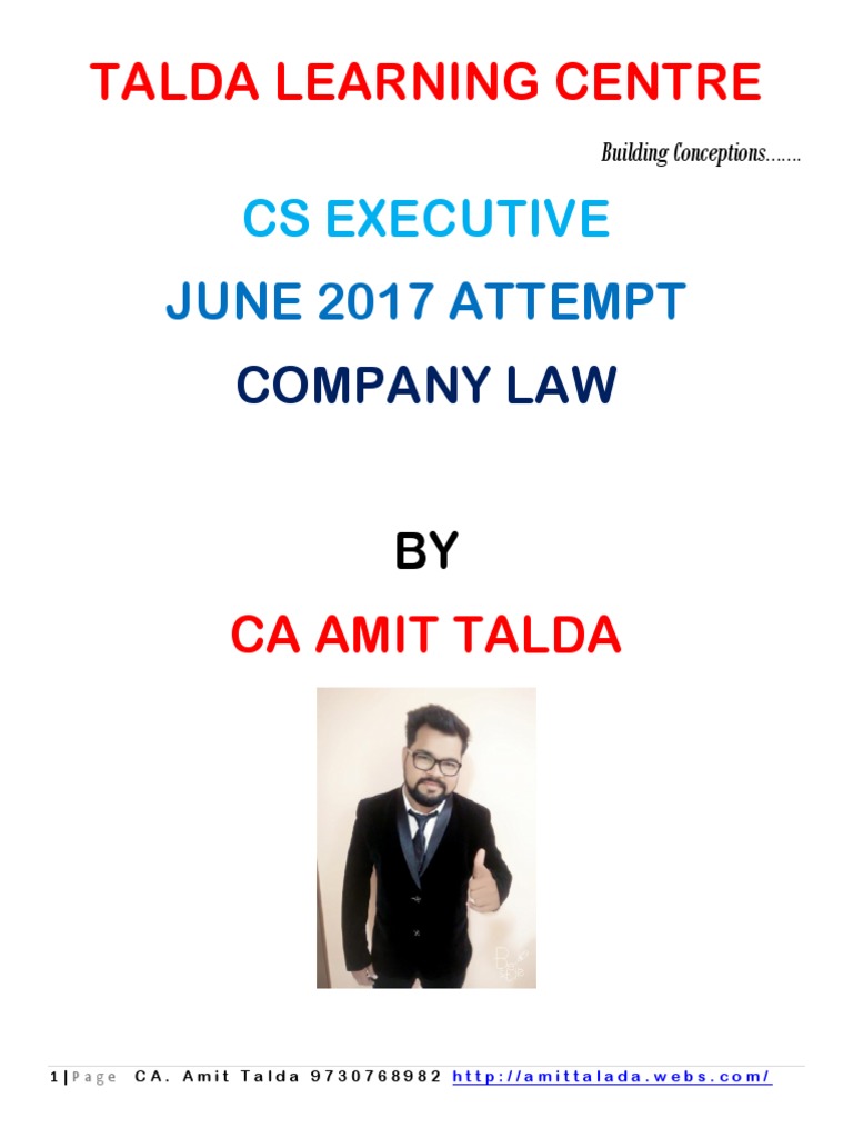 CS Executive Company Law Notes | PDF | Limited Liability Partnership | Law