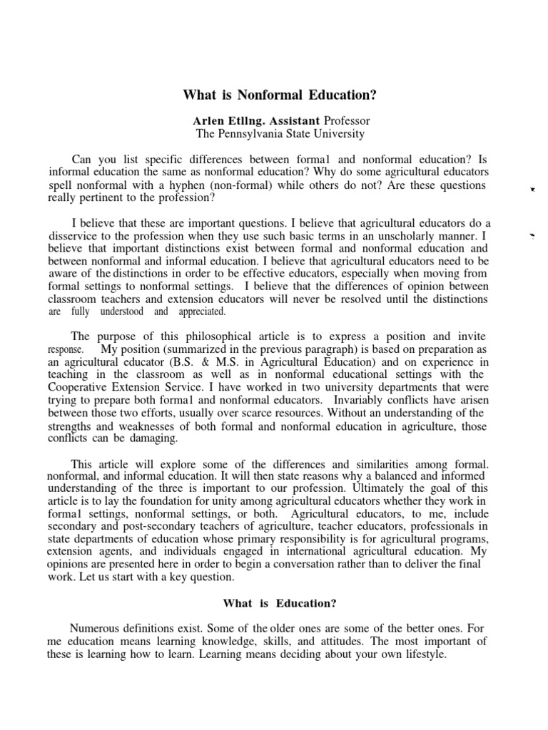 Formal And Non Fromal Eduction Learning Teachers