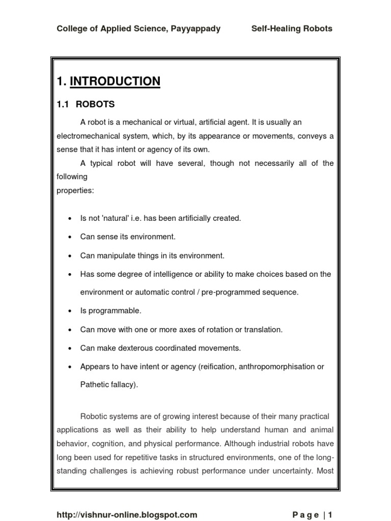 Self Healing Robots Seminar Report Pdf Modularity Robot