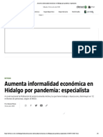 Aumenta informalidad económica en Hidalgo por pandemia_ especialista
