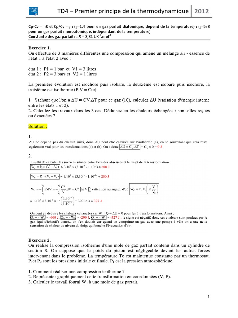 TD4 Sol | PDF | Pression | Piston
