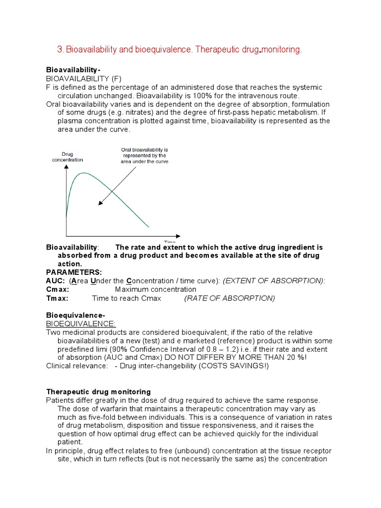 Drug Monitoring & Bioavailability | PDF | Bioavailability | Therapy