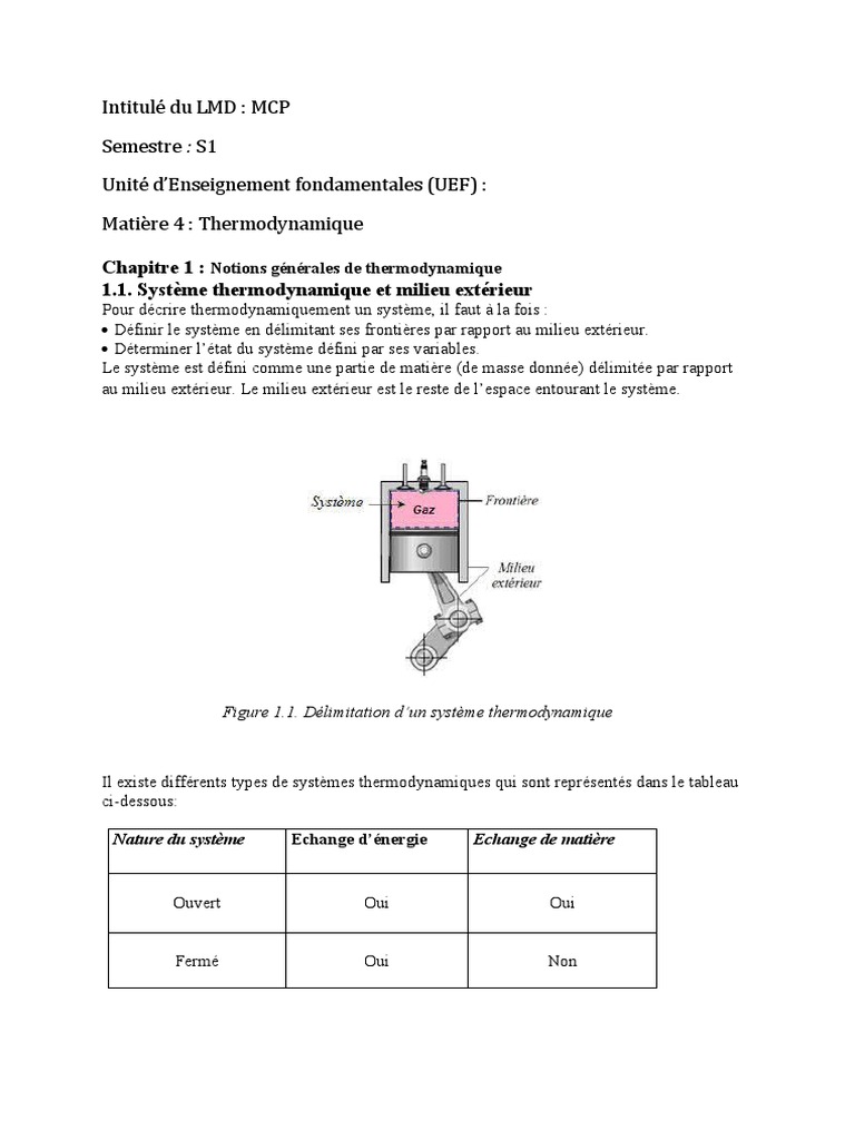 Notions de thermodynamique fondamentale | PDF | Thermodynamique ...