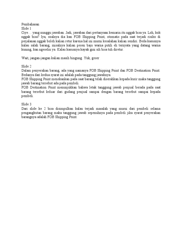 FOB Shipping Point vs Destination | PDF
