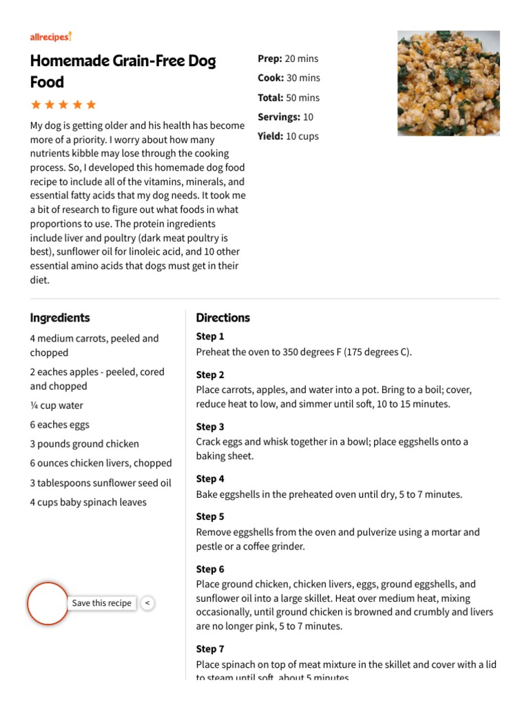 Homemade Grain-Free Dog Food Recipe - Allrecipes | PDF | Dog Food | Cooking