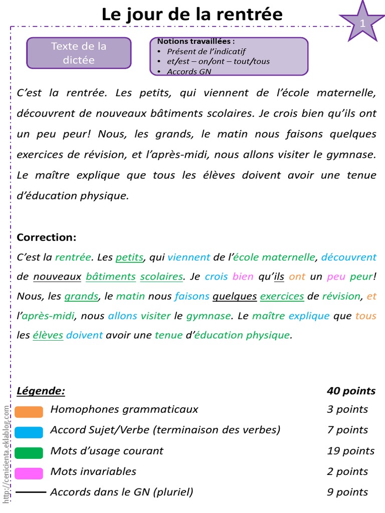 Dictée Accord Sujet verbe 4ème Pdf Dictee Preparee 1 | PDF | Morphologie | Linguistique