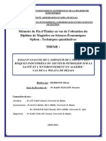 Essai D'analyse de L'empleur de L'impact Des Risques Industriels Du Secteur Petrolier Sur La Santé Et L'environnement en Algerie