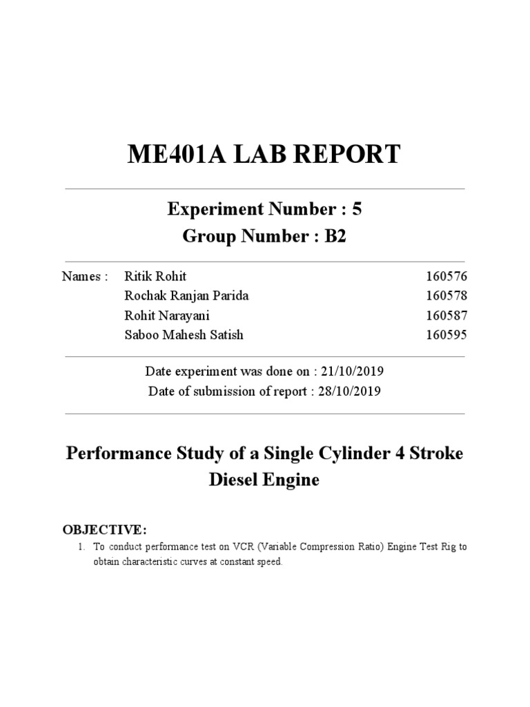 VCR Engine Performance Analysis Report | PDF | Piston | Internal ...