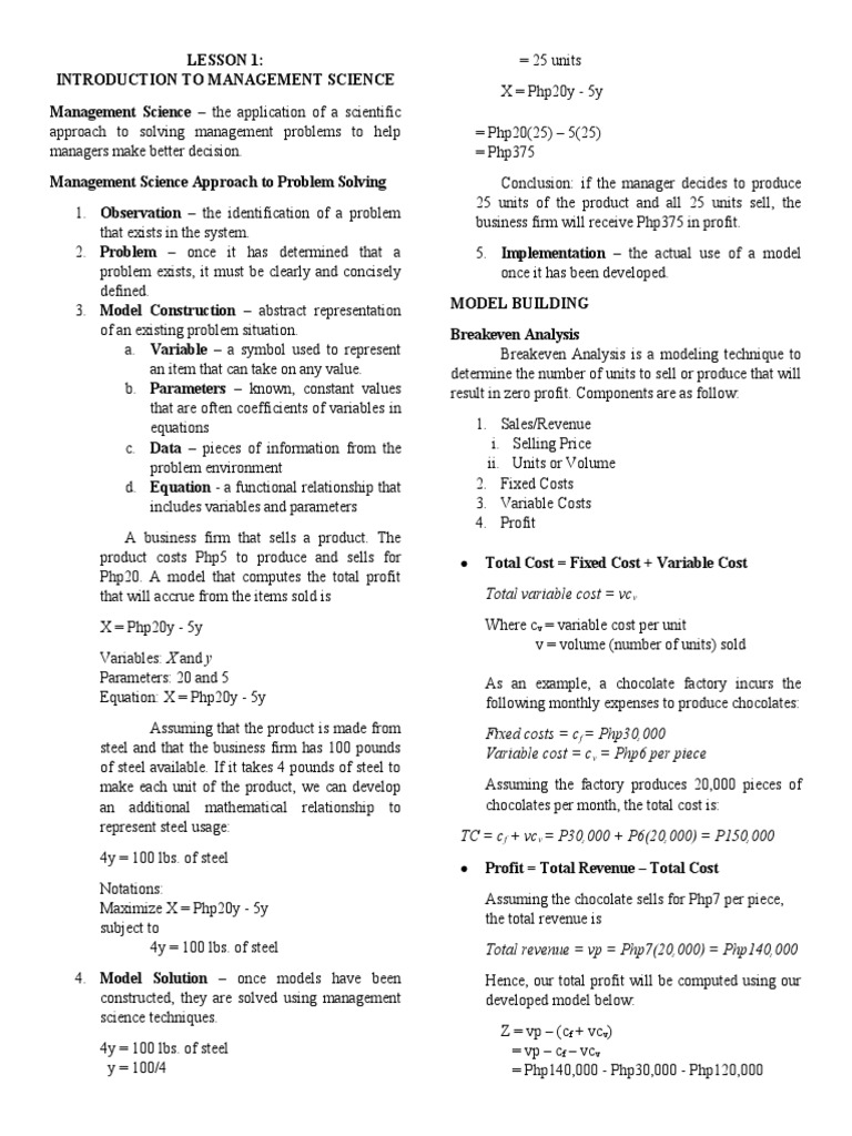 Introduction To Management Science | PDF | Variable (Mathematics ...