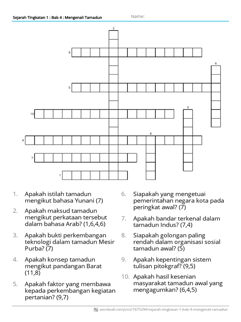Sejarah Tingkatan 1 Bab 4 Mengenali Tamadun Silang Kata Pdf