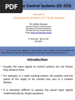 Lecture-9 Time Domain Analysis of 1st Order Systems