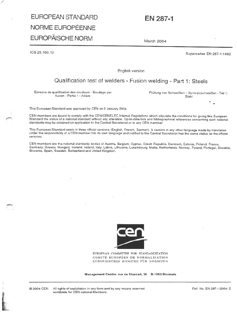 En 287-1 2004 | PDF