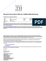 Research Associate in Wire Arc Additive Manufacturing at University of Bath