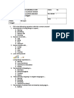 Living Things Characteristics Test