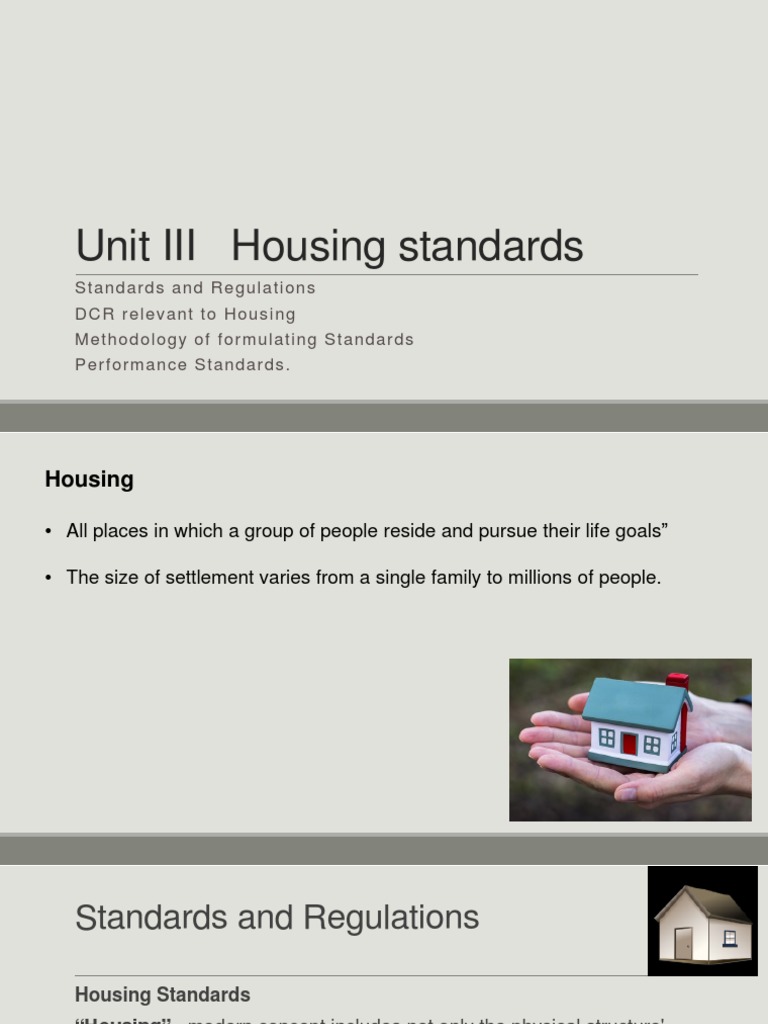 Unit Iii Housing Standards Pdf Community Water