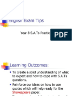 English Exam Tips: Year 8 S.A.Ts Practice