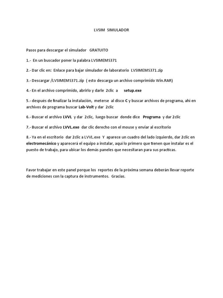 Descarga y uso del simulador LVSIM | PDF