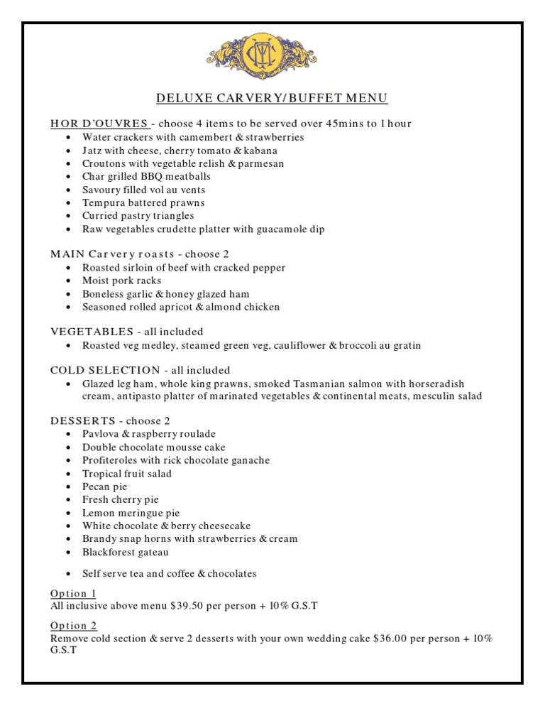 Deluxe Carvery - MTC | PDF