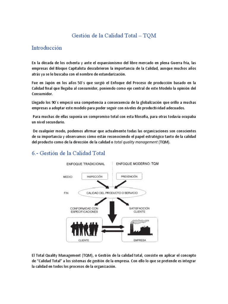 Gestión de Calidad Total: TQM y Mejora Continua | PDF | Calidad ...