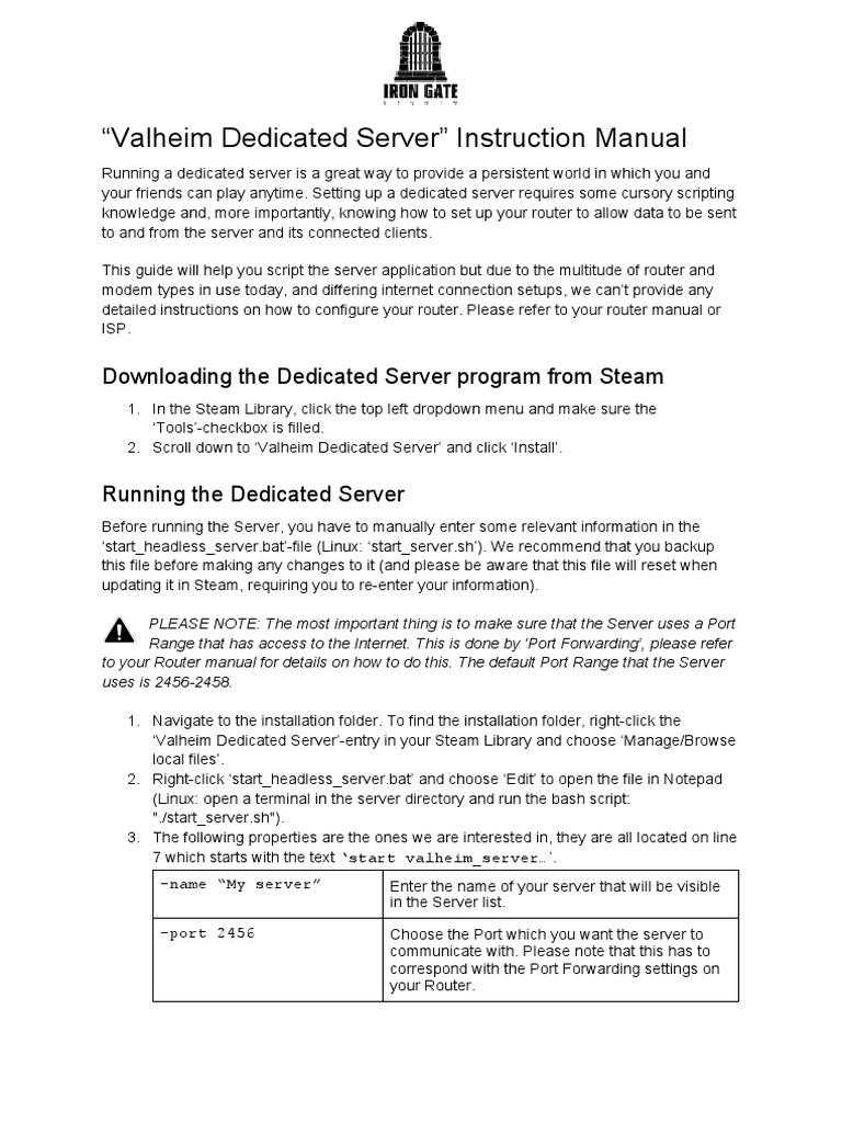 Valheim Dedicated Server Setup Guide | PDF | Router (Computing ...