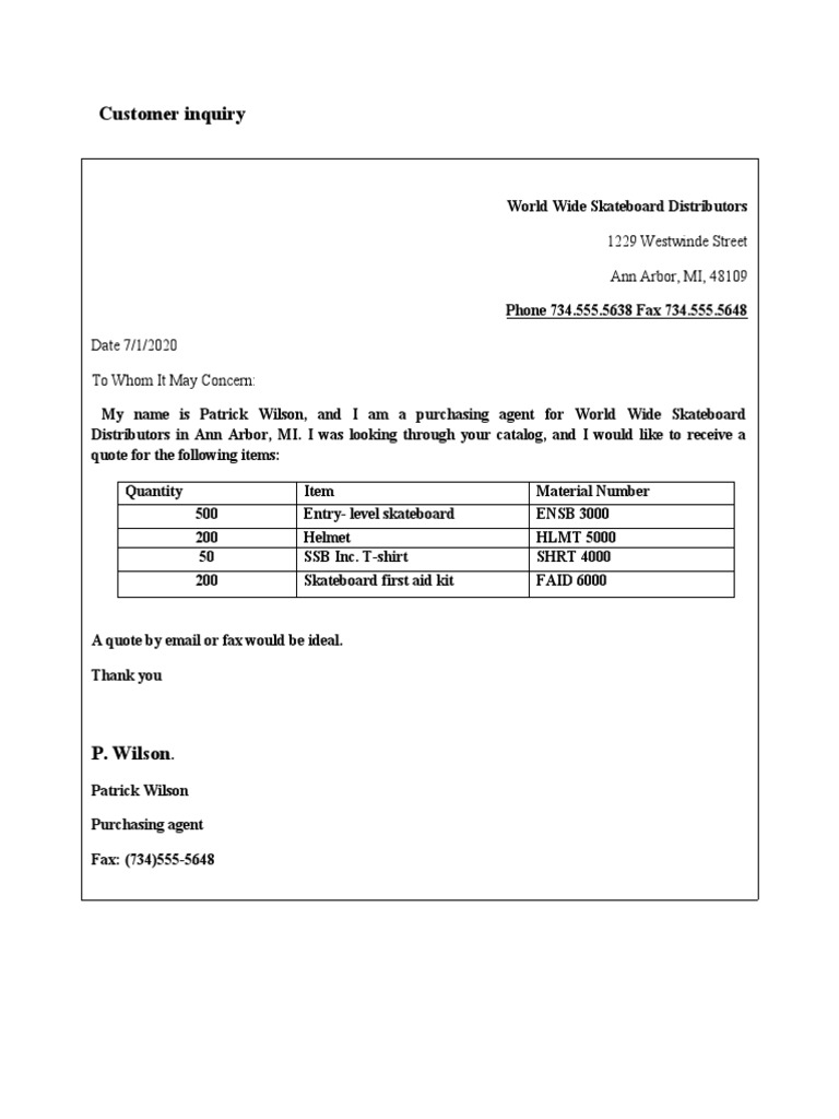 Quotation Request for Skateboard Supplies | PDF | Market (Economics ...