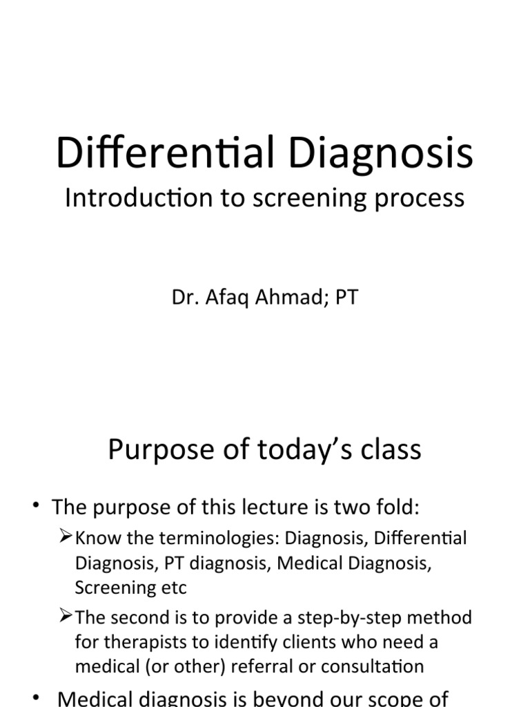 Differential Diagnosis in Physical Therapy | PDF | Medical Diagnosis ...