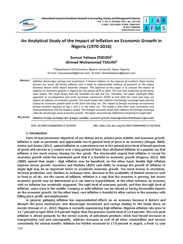 Article 11 An Analytical Study of The Impact of Inflation | PDF | Nairu ...