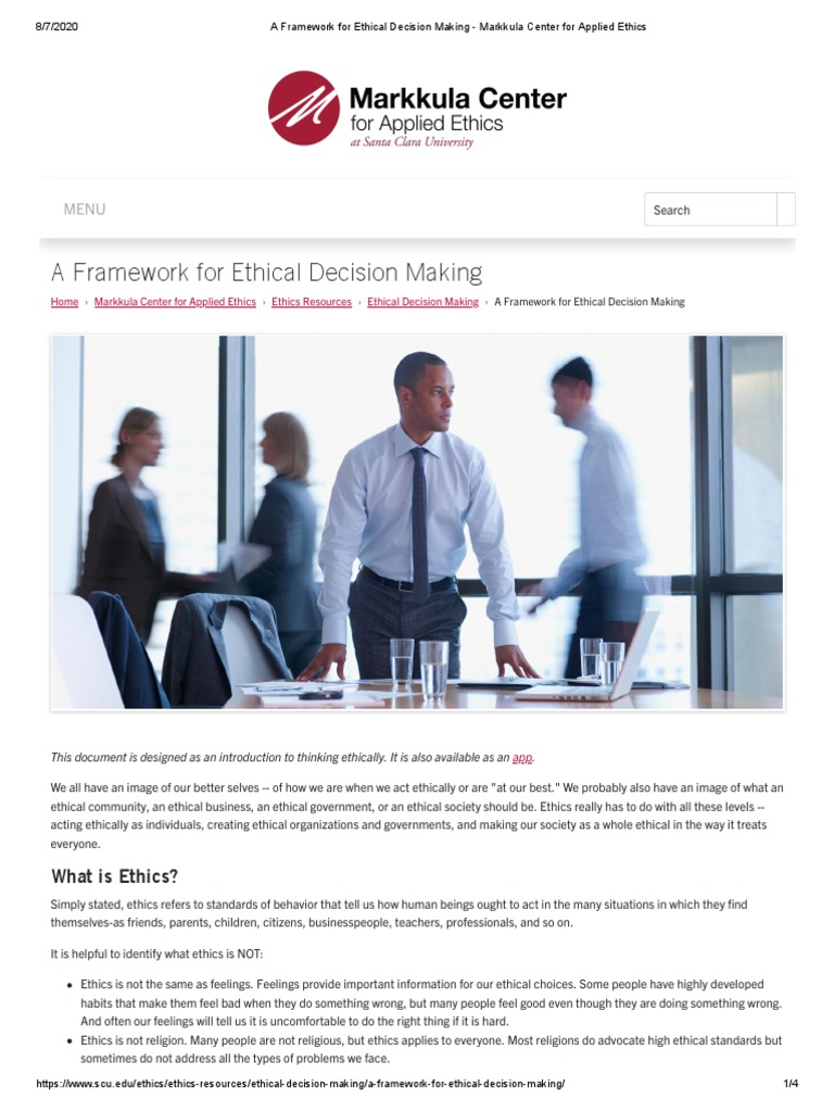 A Framework For Ethical Decision Making: What Is Ethics? | PDF | Rights ...