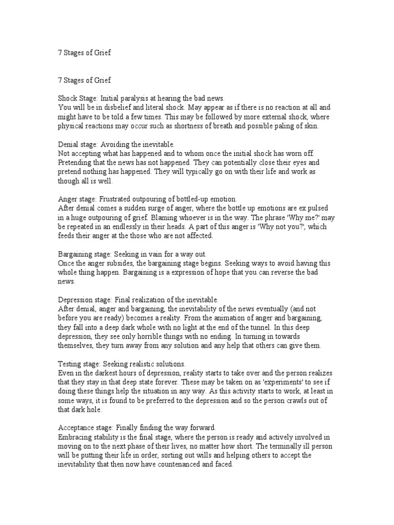 7 Stages of Grief | PDF | Anger | Grief