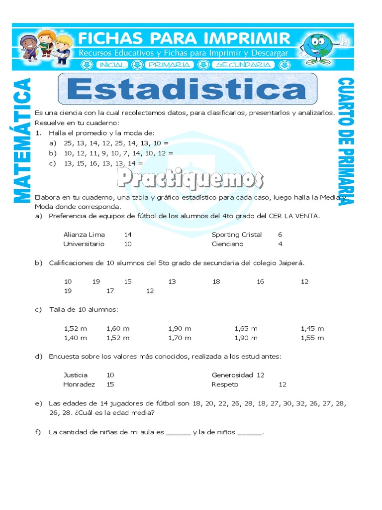 Estadistica para Cuarto de Primaria | PDF