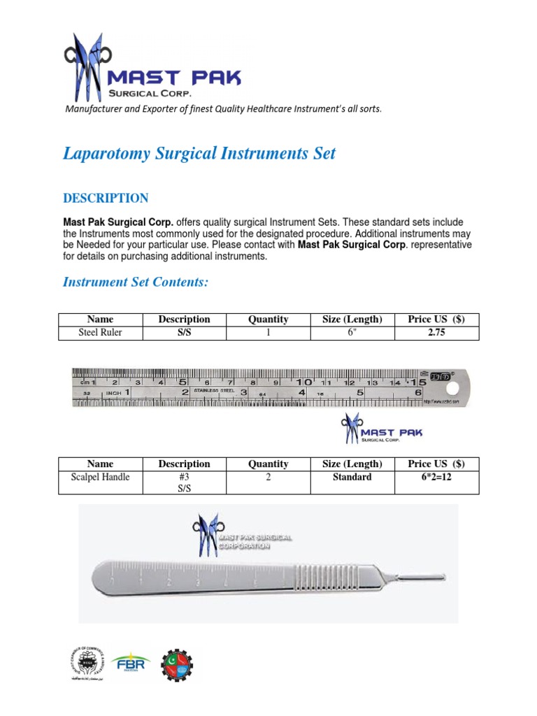 Laparotomy Surgical Instruments Set | PDF | Surgery | Medical Specialties