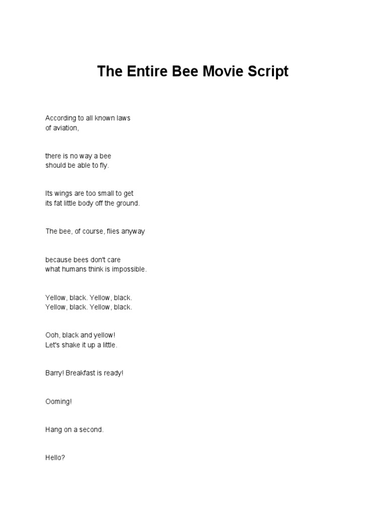 Bee Movie Script | PDF | Flowers | Bees