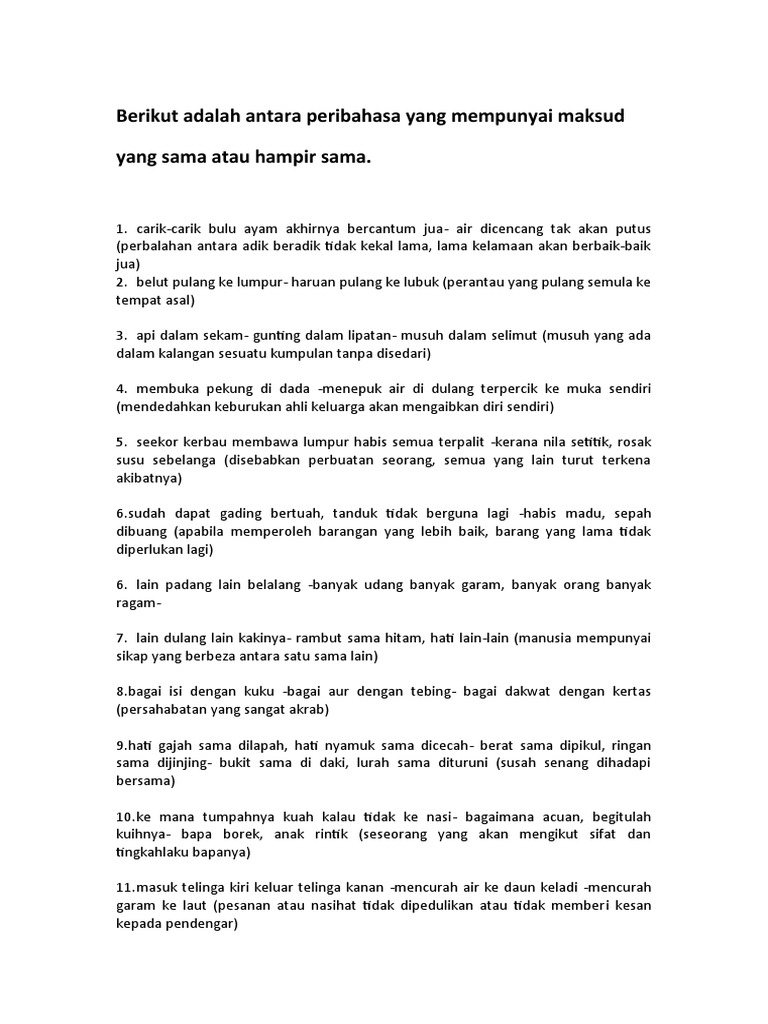 Peribahasa Sama Maksud Pdf