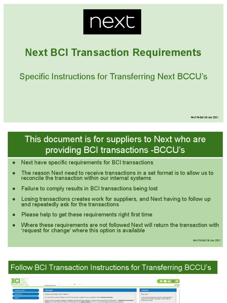 Next BCI Transaction Guidelines | PDF | Computing | Business