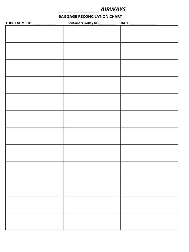 Baggage Reconciliation Chart Template | PDF | Aviation | Transport