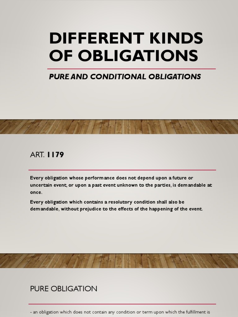 Types of Obligations: Pure vs Conditional | PDF | Debtor | Marriage