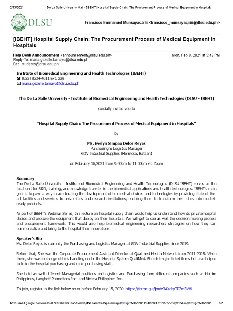 Hospital Supply Chain Procurement Webinar | PDF | Biomedical ...