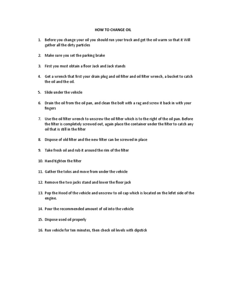 How To Change Oil and How To Change A Tire PDF