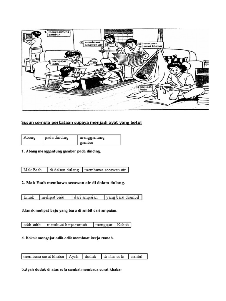 Bahasa Melayu Tahun 1 Bina Ayat Imbuhan Worksheet