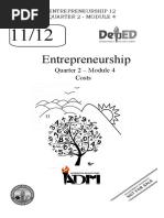 Entrepreneurship: Quarter 2 - Module 4 Costs