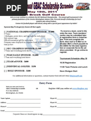 Gbac Golf Tournament Flyer