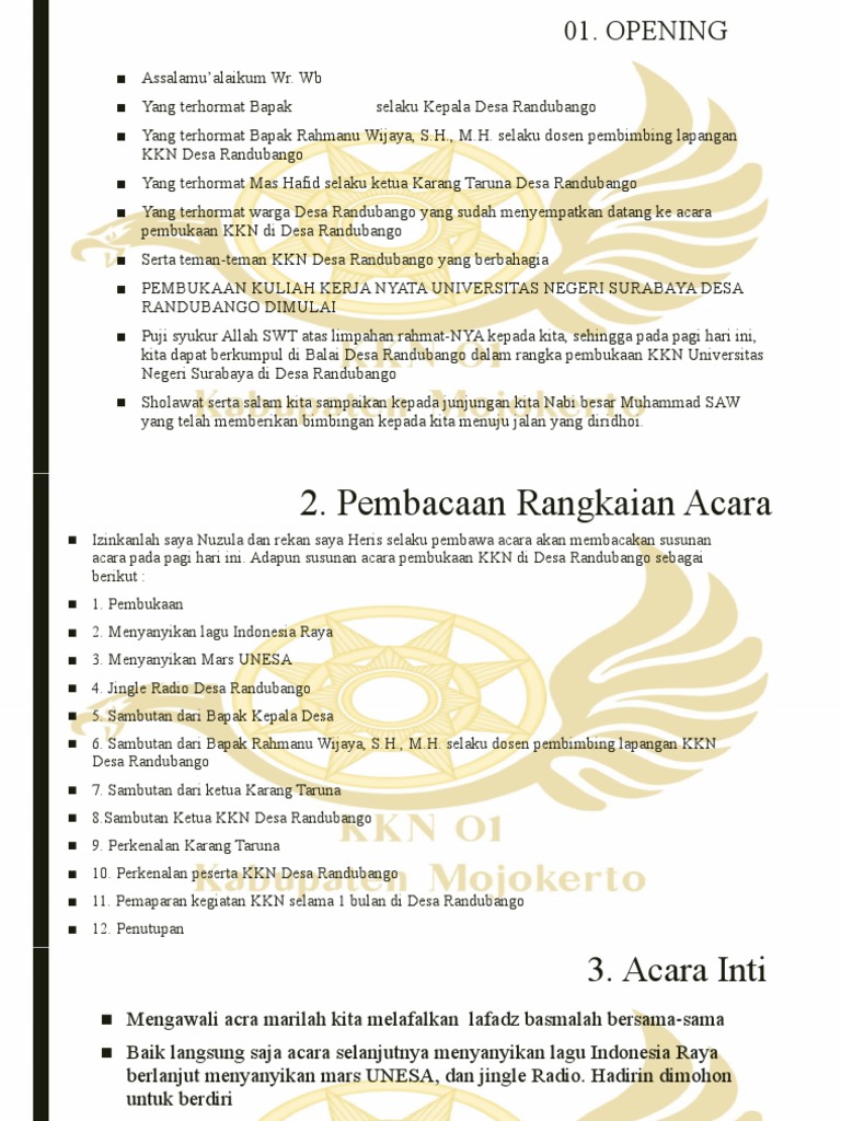 Teks Mc Pembukaan Kkn Pdf