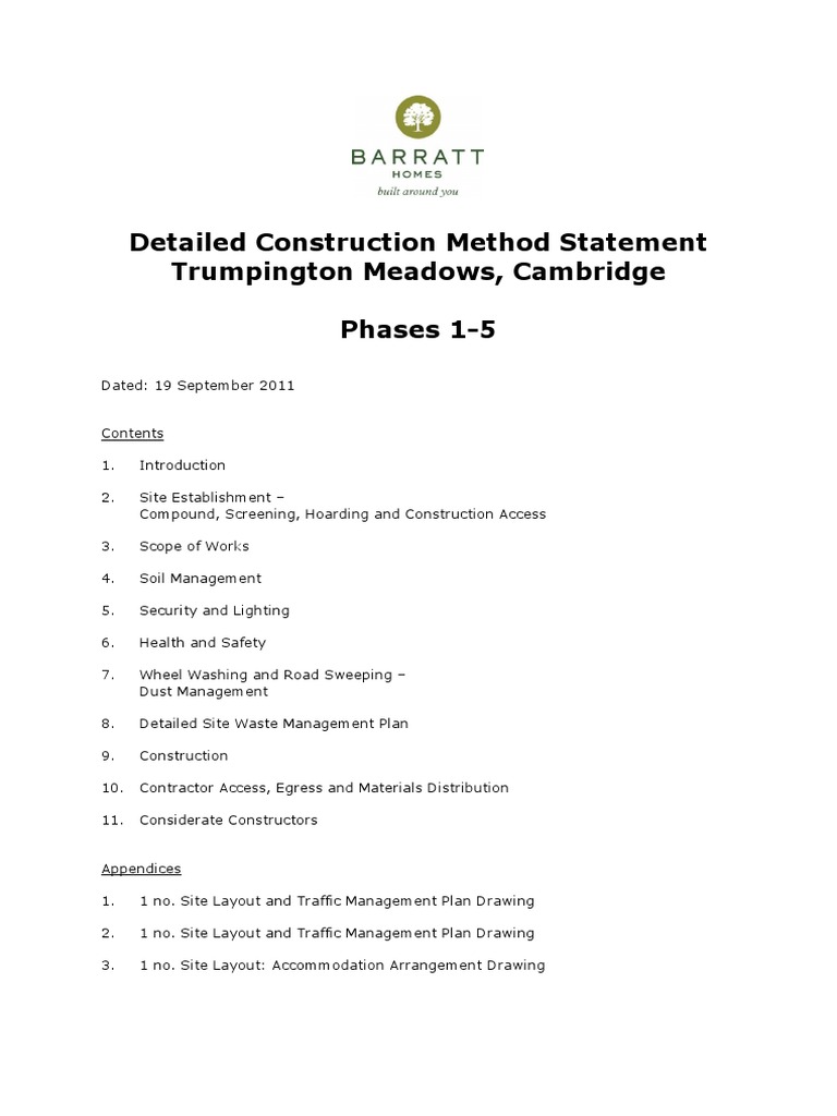 Construction Method Statement: Trumpington | PDF | Lighting ...