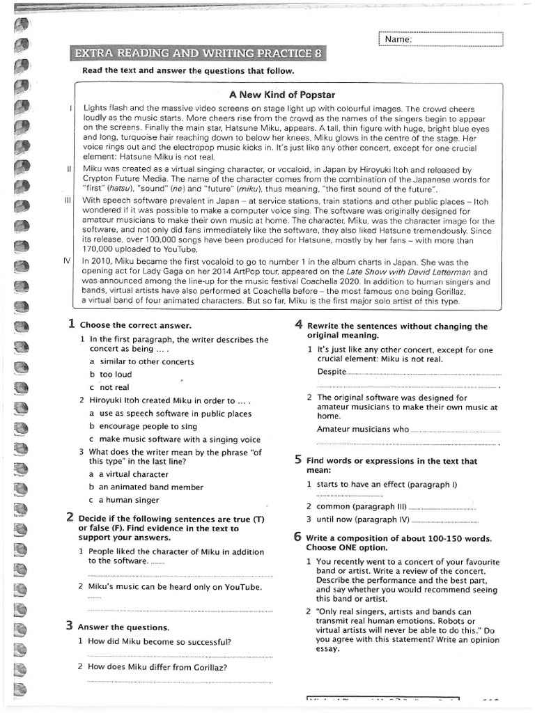 Readings (Ejercicios 2 Bachillerato)