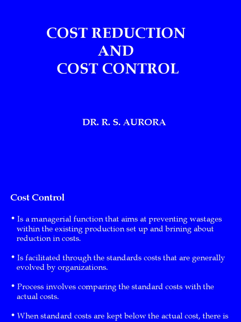 Cost control and cost reduction pdf cost accounting scrap